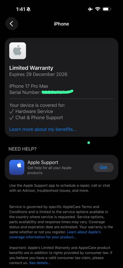 Apple iPhone 17 Pro Max 256 gb white colour PTA approved