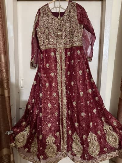 Maroon Bridal Maxi for Barat / Nikkah