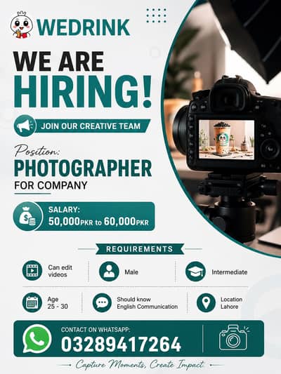 Photographer For Company Required – Full-Time Opportunity