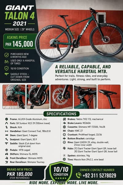 Giant Talon 4 2021 | 29" MTB | Medium Frame | Cycle New Only Call