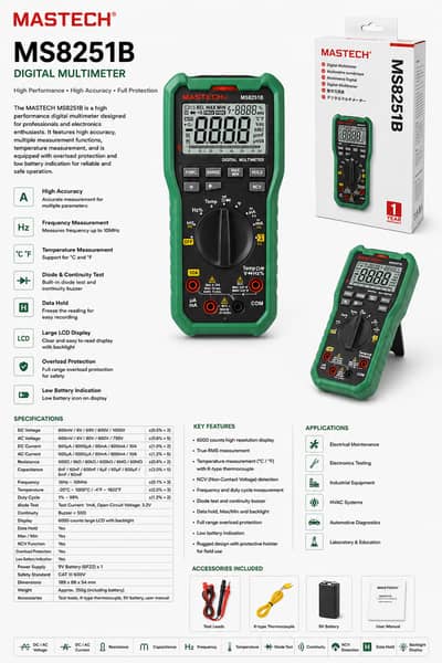 MS8251B MASTECH TURE RMS DIGITAL MULTIMETER