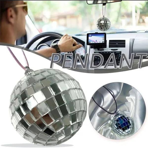 CAR DISCO CRYSTAL HANGING DECOR BALL SILVER BALL FOR DECORATION PART PENDENT GLOBE RHINESTONE DJ LIGHTENING EFFECT METALIC ORNAMENT SHINY WITH LONG THREAD SUNSHINE HANGING DECOR
