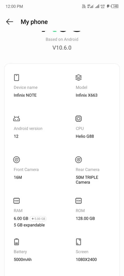 Infinix Note 11 6 GB 128 GB