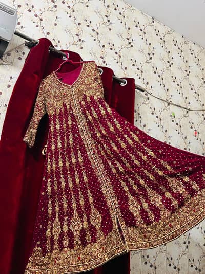 Heavy Maroon Bridal Maxi Anarkali