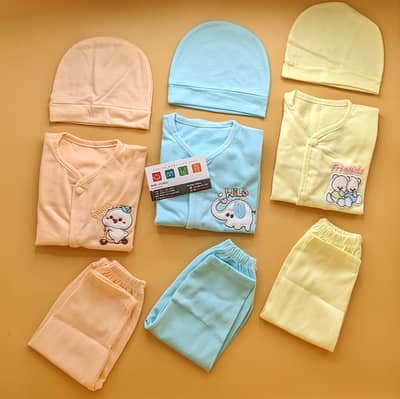 Pack of 3 Baby Suits with Cap | Newborn Clothing