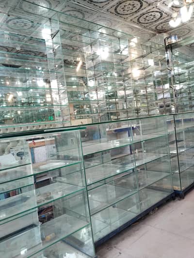 complete glass shop racking for sale