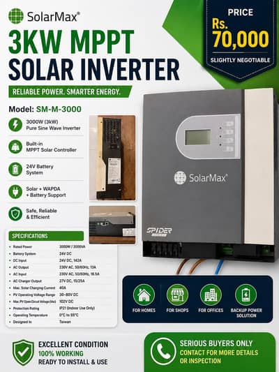 SolarMax 3KW MPPT Solar inverter 24V. Excellent condition