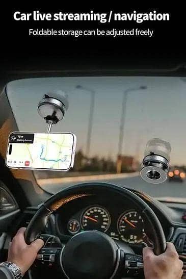 K007 Strong Magnetic Car Phone Holder Foldable Design 360° Adjustable Vacuum Mount for Car/Desk/Bathroom/Universal Use