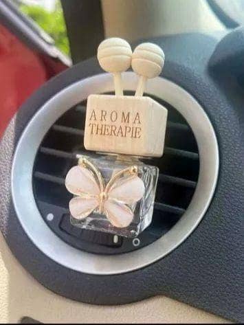 CAR AC VENT PERFUME BOTTLE WITH BUTTERFLY AND WOODEN TOP LONG LASTING FRAGNANCE AC VENT CLIP AROMA THERAPY REMOVE ODOR ESSENCIAL OIL DIFFUSER