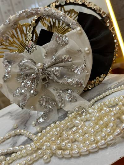 Elegant Pearl & Sequin Bridal Hairband | Handmade Fancy Headband