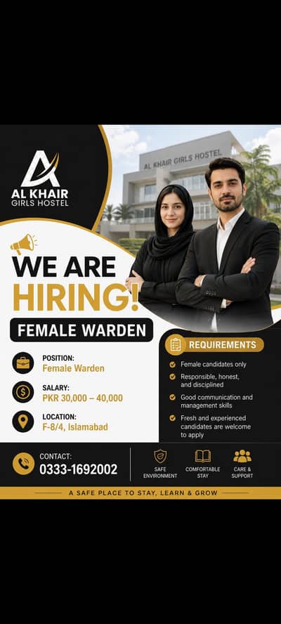 Female Manager / Warden in Girls Hostel