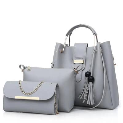 Elegant 3-Piece Women's Cream White Handbag Set