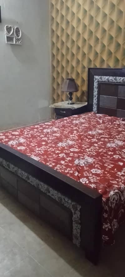 king size bed with side table with mattress 5" and dressing table