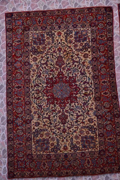 Rare Authentic 19th Century Isfahani Handmade Persian Carpet