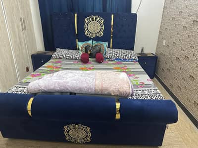 Bed with side tables without mattress