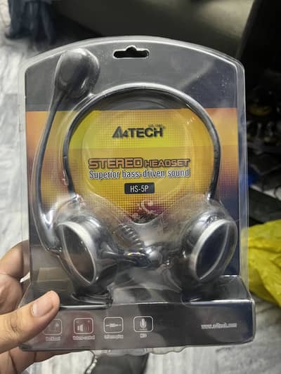 A4tech HS-5P Headphones Noise-Cancelling Mic - 2 Pin - For PC - Black