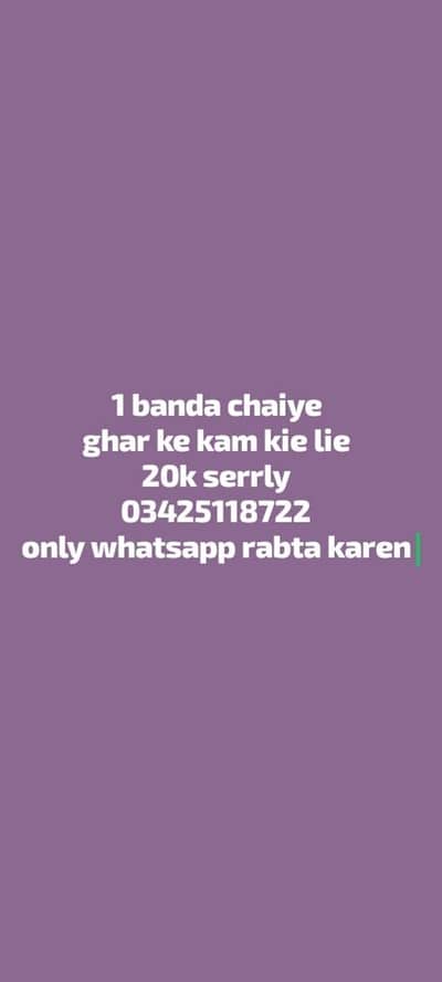 1 banda chiaye sahi dil laga ke kam karny wala ghar ke kam