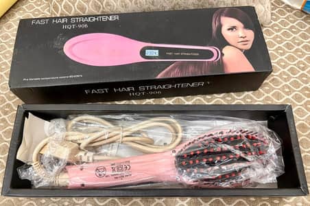 HQT-906 Hair Straightener Brush - Pink (Brand New)