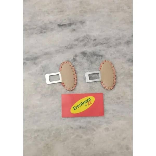 Car Universal Seat belt Clip Leather Metal material 2 pcs set Beige