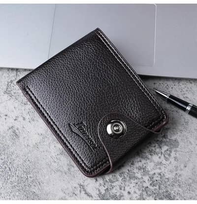 Premium Men's Leather Wallet with Button Lock