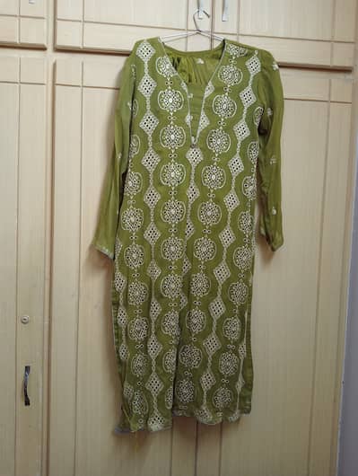 3 piece chicken chifon pistachio long double shirt