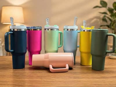 40oz Insulated Tumbler with Handle & Straw