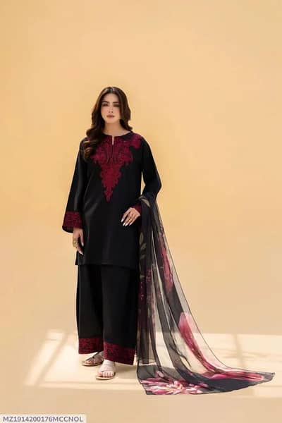 3 pcs unstiched Embroidered suit