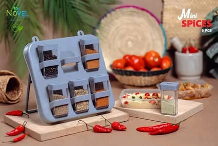 6 Pcs Mini Spice Rack - Wall Mount & Tabletop Kitchen Masala Organize