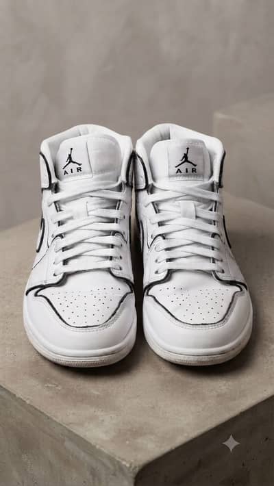 Classic White Air Jordan Mid/High Sneakers – Clean & Stylish
