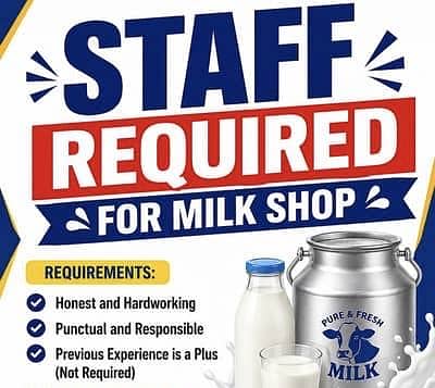 Need Dairy Milk Shop Worker