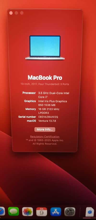 MacBook Pro core i7 3.5GHZ 16GB Touchbar