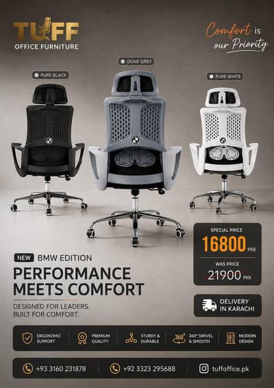Ergonomic Chair | BMW Edition | White Black Grey