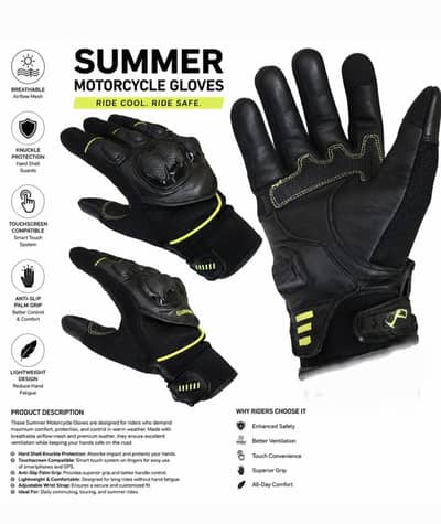Summer Motorbike Leather Gloves