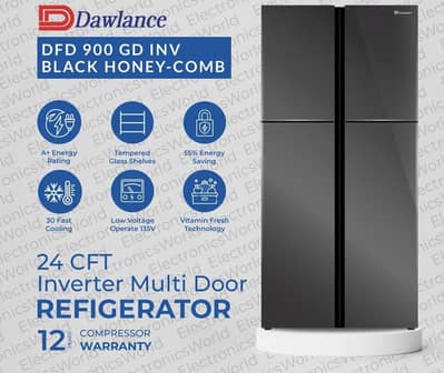 DFD 900 Glass Door Inv Black Multi Door Refrigerator