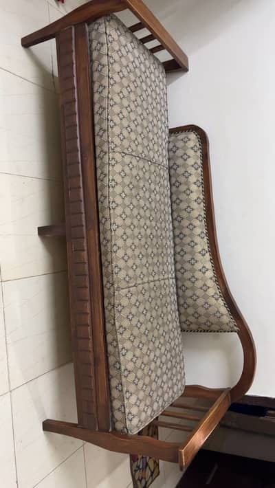 3 seater sofa made by sheesham wood used like new 2 piece available