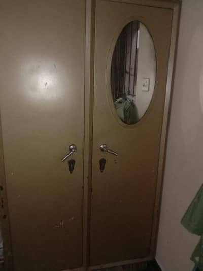 2-Door Steel Cupboard with Mirror – Good Condition