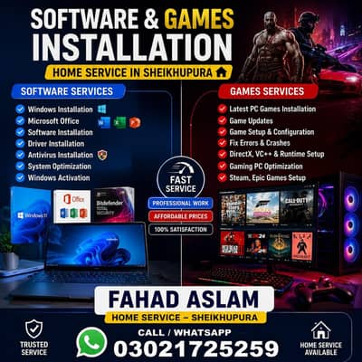 Windows, Software & PC Games Installation | Home Service | Sheikhupura