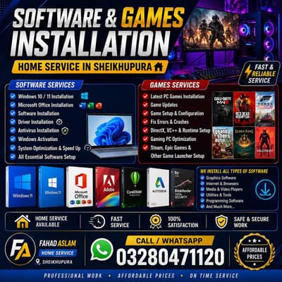 Windows, Software & PC Games Installation | Home Service | Sheikhupura