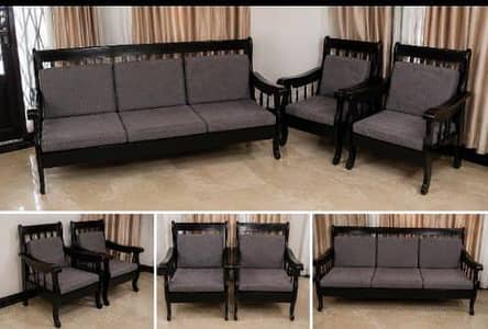 solid wooden sofa 2 single seats as well as have 3 seats in one sofa