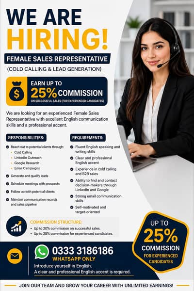 Female Sales Persons Excellent English.