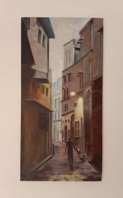 Canvas old street painting