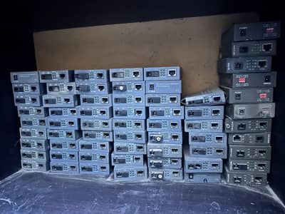 Fiber Media Converter + Rack