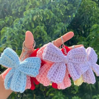 Handmade Crochet Keychains | Cute Teddy, Duck, Flower & Bow Key Rings