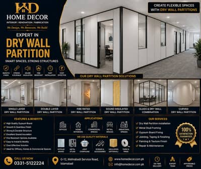Dry Wall partition/Room Portions PVC/Blinds/Roller blind/