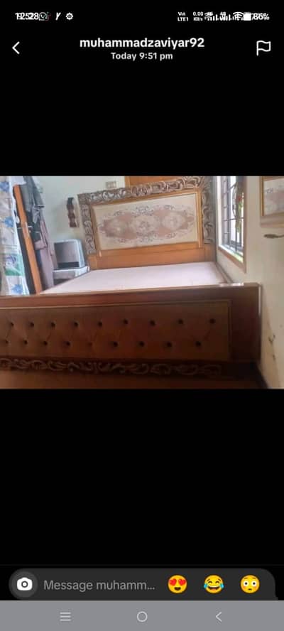 King size wooden bed