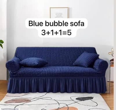 5 Seater Blue Jersey Textured Sofa Cover