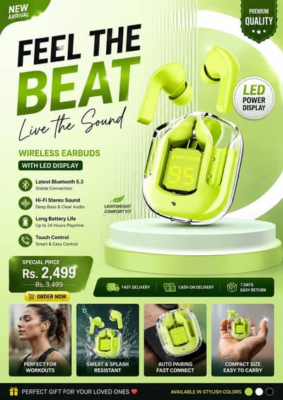Wireless Earbuds with LED Display – Premium Sound at an Amazing Price!