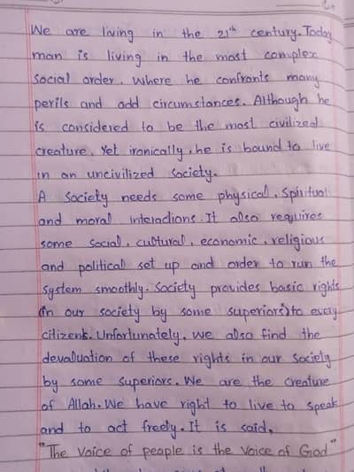 English Handwritten Assignments work Available for students