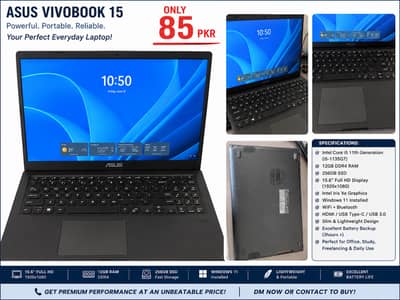 ASUS VivoBook 15 | Core i5 11th Gen | 12GB RAM | 256GB SSD | FHD | 85,