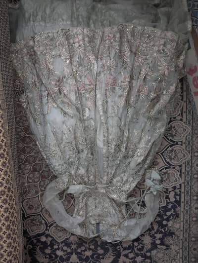 stunning blue embroidered organza with four layers of fabric